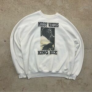 VTG 80s Hanes Muddy Waters King Bee Blues Pull Over Sweatshirt Men’s XL White